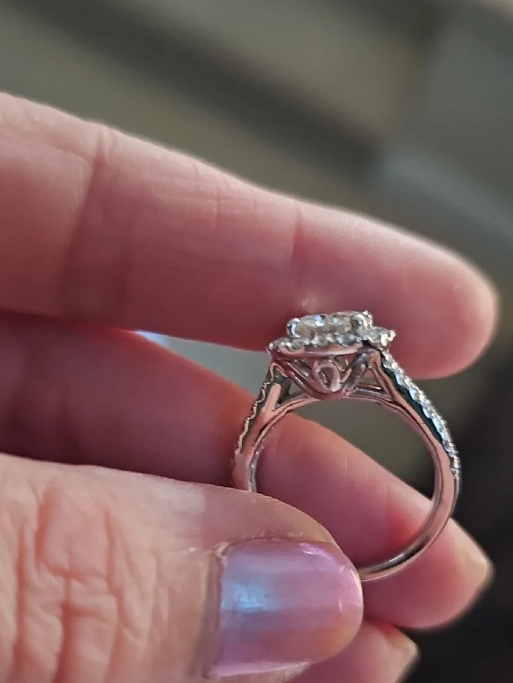 Classic Halo Diamond Engagement Ring in 14k White Gold - White Almost 3 Carat